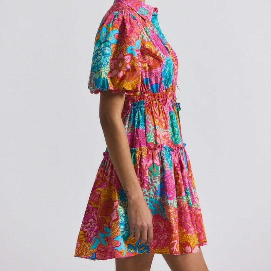 Derek Lam Pink And Blue Puff Sleeve Sundress